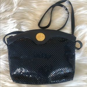 Vintage Whiting & Davis CrossbodyMesh Metal Purse in Navy